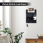 Key Holder Wall Mount, Mail Shelf Decor with 3 Key Hooks, Versatile Wood Wall Organizer for Entryway Hallway (8.2” x 10.6”x 3