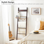 HOOBRO Blanket Ladder for Living Room and Bedroom, 5-Tier Wall Leaning Towel Rack for Bathroom, Decorative Ladder Shelf with 