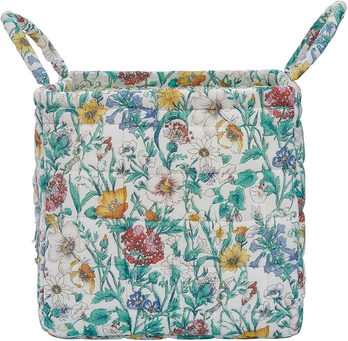 Boho Fabric Storage Basket, Large Capacity Laundry Basket, 12.2'' x 10.23'' x 10.23'' Collapsible Laundry Hamper with Easy Ca