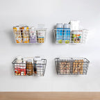 ABuff 6 Pack Metal Wire Storage Baskets Wall Mounted Hanging Wall Basket with Traceless Tape, Hanging Kitchen Organizer Baske