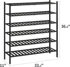 BMOSU 6-Tier Bamboo Extended Shoe Rack Premium Stackable Shoe Shelf Storage Organizer for Hallway Closet Living Room Entryway