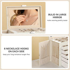 Frebeauty Large Jewelry Box,6-Tier PU Leather Jewelry Organizer,Multi-functional Storage Case with Mirror,Accessories Holder 