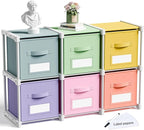 Geelin 6 Cube Toy Storage Organizer with Fabric Bins and Labels, 11 Inch Collapsible Colorful Cubby Storage Drawers Pastel Dr