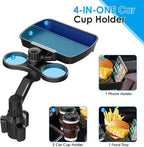 Biupky Car Cup Holder Expander, 4-in-1 Universal Cup Holder Tray Compatible with 2.6" to 3.94", Multi Cup Holders Table with 