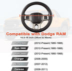 West Llama Customized Auto Car Steering Wheel Cover for Dodge RAM 1500 2500 3500, 15.5-16 inch(Black+Red Line-Large Size)
