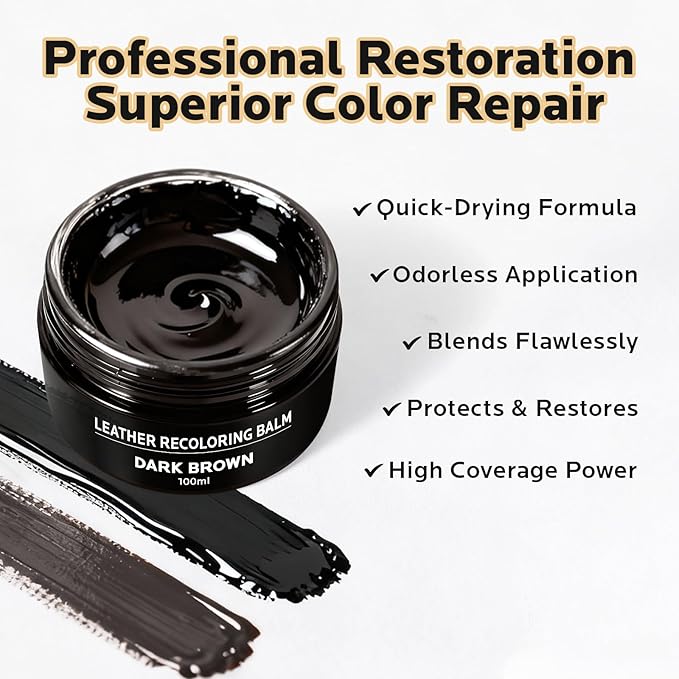 Brown Leather Recoloring Balm: Leather Color Restorer Conditioner, Leather Repair Kits for Vinyl Furniture Sofa Car Seats Sho