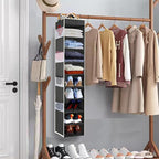 2 Pack Large-Sized Hanging Shoe Organizer 10-Shelf, Sturdy Hanging Closet Organizer with 8 Side Pockets, Wider Hanging Shelve