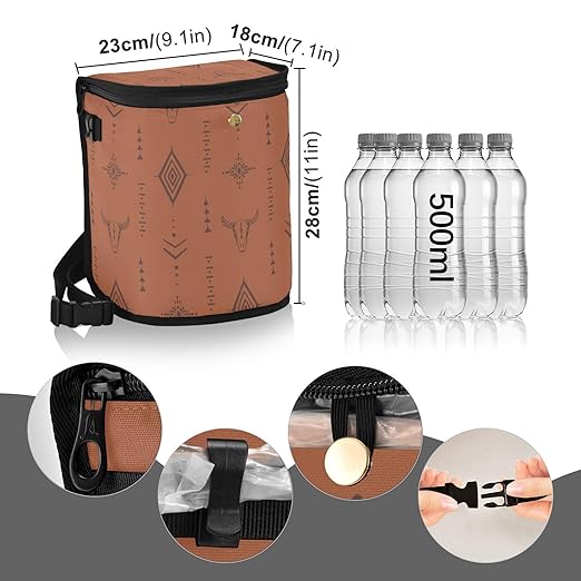 Western Bull Boho Car Trash Can with Lid Leak Proof Car Trash Bag Waterproof Trash Bin Hanging for Minivan SUV Truck