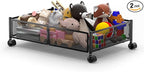 Under Bed Storage with Wheels, Foldable Metal Under Bed Storage Containers, 60L Rolling Underbed Storage, Easy Assembly Under