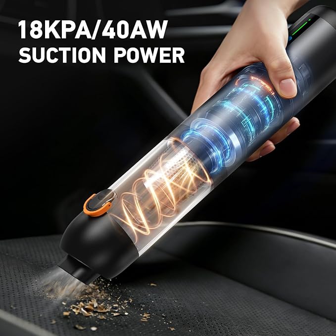 Car Vacuum Portable Cordless,18000Pa 4in1 Portable Handheld Cleaner Vacuum &Air Duster 2 Suction Modes Power Blowing&Inflatin
