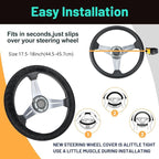 18 Inch Truck Steering Wheel Cover Velvet Wheel Semi-Truck Comfy Grip Cover Anti Slip Car Accessory, Fits Rv, Big Rig and Classic Car (Black, Fashion Style)
