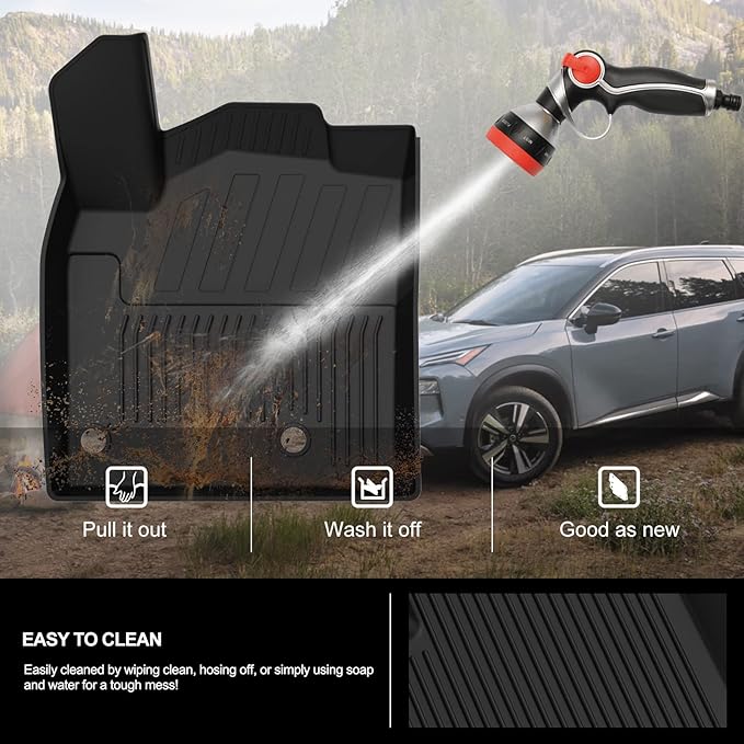 KIWI MASTER Floor Mats for 2021-2026 Nissan Rogue (Not Sport), OEM Replacement T99E4-6RR0B, Custom Fit All Weather Car Mats, Heavy Duty TPE Floor Liners, Front & Rear 2 Row, Black