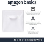 Amazon Basics Collapsible Fabric Storage Bins with Handles, Cube Organizer, 13"x13"x13", White, 6-Pack
