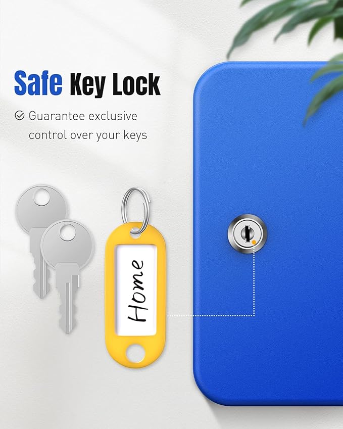 Uniclife 20 Keys Key Lock Box, Wall Mount Key Box, Lock Box for Keys, Key Lockbox with Tags, Key Cabinet, Key Holder Storage 