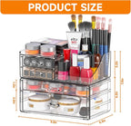 SUOXING Clear Acrylic Makeup Organizer for Vanity,Bathroom,Dresser,4 Drawer Make up Organizers for Counter,Plastic Countertop