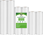 Syntus Vacuum Sealer Bags, 6 Pack 11" x 10' and 8" x 10' and 6" x 10' Commercial Grade BPA Free Bag Rolls, Food Vac Bags for 