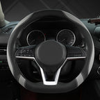 West Llama Flat Bottom Car Steering Wheel Cover for Nissan,D Shaped Steering Wheel Cover for Rogue,Altima,Kicks (Black+Gray-S