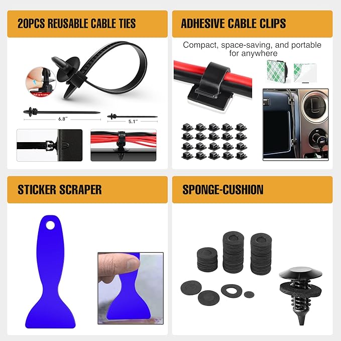 GOOACC 238Pcs Trim Removal Tool, Auto Push Pin Bumper Retainer Clip Set Fastener Terminal Remover Tool Adhesive Cable Clips P