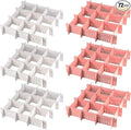 MUKCHAP 72-Piece DIY Grid Drawer Organizer - 12.6 Inch Adjustable Drawer Dividers for Sock, Underwear, Scarf - 36 White, 36 P