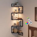 Corner Floating Shelves with Lights - 5 Tiers Corner Shelf Wall Mounted, Bookshelf with LED Light, Floating Shelves for Wall,
