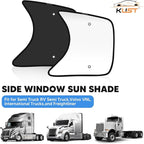 KUST 23''×21.6'' Side Window Sun Shade for Semi Truck, RV Semi Truck,Volvo VNL,International Trucks, Freightliner Black&Silver Side Window Shade, Sunshade with Suction Cup, Glare Sun UV Rays 2PCS