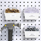Patelai 8 Packs Pegboard Bins with Hooks and Labels, Pegboard Baskets Kit DIY Accessories Workbench Bins for Organizing Hardw