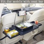 2 in 1 Large Car Steering Wheel Tray/Back Seat Headrest Table with Phone Holder for Eating Food Drink and Writing Work, Car Steering Wheel Desk Laptop Mount - Gifts for Truck Drivers