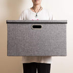 PRANDOM Extra Large Collapsible Storage Bins with Lids [5-Pack] Linen Fabric Foldable Storage Baskets Boxes Organizer Contain