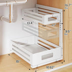 2 Pack Under Sink Organizer,Pull Out Cabinet Organizer With Smooth Cylindrical Rail,Metal Slide Out Drawer for Kitchen Bathro