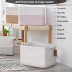 COMFY-HOMI Cotton Rope Woven Basket with Handles for Shelves,Toys,Book, Cloth Storage Baskets Bin for Organizing-13.5"x11"x9.
