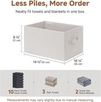 StorageWorks Foldable Shelf Organizer Bins, Closet Storage Baskets for Clothes, Fabric Storage Bins for Shelves, Beige Stripe