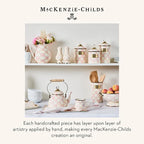 MACKENZIE-CHILDS Glass Lazy Susan, Cute Rotating Serving Board, Pink-and-White Rosy Check