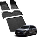 LASFIT Floor Mats & Cargo Mats for KIA NIRO EV 2025 2024 2023 (Not for PHEV), All Weather TPE Custom Fit Floor Liners for Kia NIRO EV 2023-2025 Full Set Car Mats, Black