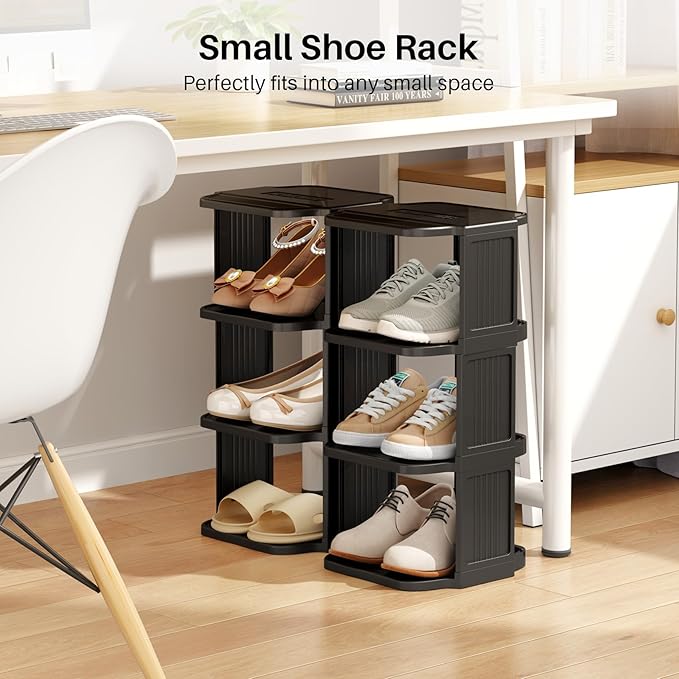 Kitstorack 8-Tier Vertical Plastic Shoe Rack, Freestanding Stackable Storage Organizer for Small Closets and Tight Spaces