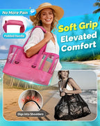 Large Mesh Beach Tote Bag - 50L Pool Bags with 2 Inner Zipper Waterproof Pockets for Swim Toys Towels Travel