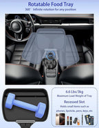 Car Cup Holder Tray - 4 in 1 Car Cup Holder Expander with Metal Cupholder, Adjustable Food Tray and Phone Mount for All Purpo
