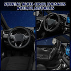 Soft Leather Steering Wheel Cover with Breathable Design and Anti-Slip Grip, Fully Compatible with Tesla, Toyota, Honda, Niss