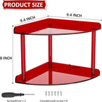 Sezanrpt 2 Tier Acrylic Corner Shelf Organizer Storage 9.5x9.5x8 Inch, Red Countertop Corner Shelf for Bathroom, Kitchen, Bed