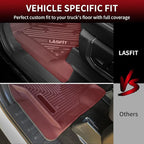LASFIT Floor Mats for Ford F250 F350 F450 2017-2026 Crew Cab Front Bucket Seat | Rear W/Fold-Flat Storage All Weather Carpet Floor Super Duty Protector TPE Car Floor Liner, 1st & 2nd Row, 3pcs Black