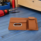 NUOBESTY Car Visor Organizer Clip with Pu Leather Tissue Holder and Sunglasses Case, Vehicle-Mounted Sun Visor Accessory for Travel and Commuting, Multifunctional Interior Pocket in Brown