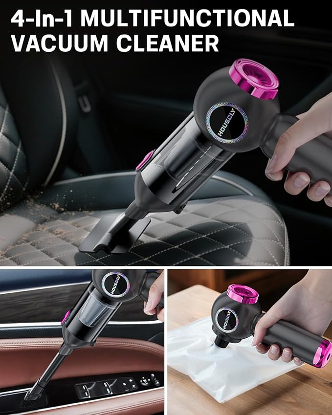 Handheld Car Vacuum Portable Cordless 25000Pa High Power Small Mini Hand Vacuum Rechargeable 4-in-1 Wireless Handheld Vac for