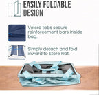 Extra Large Utility Tote Bag - Oversized Collapsible Tote with Wire Frame, Durable Reusable for Beach, Groceries, Laundry, Car Trunk, Storage and Travel - Includes 5x7 Bag with Hook - Light Blue