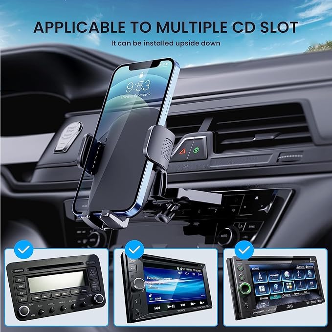 TICILFO Phone Mount for Car Phone Holder Mount Upgraded Metal CD Slot Phone Holder Car Cell Phone Holder Thick Cases Friendly iPhone Holder for Car Mount for CD Player Fit for All iPhone Smartphone