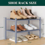 Smiry Small Bamboo Shoe Rack 2-Tier, Stackable Wooden Shoe Organizer for Entryway & Closet, Free Standing Wood Shoe Storage S