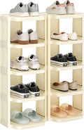 Kitstorack 10 Tiers Stackable Shoe Rack for Closet and Front Door Entrance - Free Standing Plastic Stand, Narrow Tall Vertica