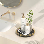 9" Oak Wood Bathroom Tray for Counter, Vanity Tray for Perfume Lotion Candle Makeup Jewelry Sink Soap Holder Turntable Dresse