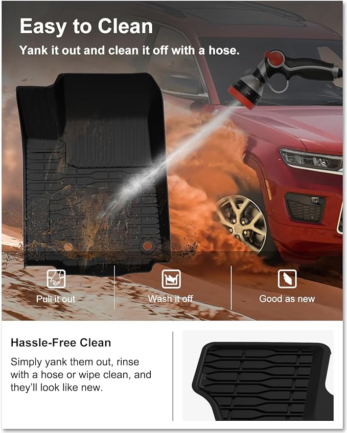 KIWI MASTER Floor Mats & Cargo Mat for 2021-2026 Jeep Grand Cherokee L, OEM Replacement 82216640AA 82216646AA, All Weather Car Mats, Heavy Duty TPE Floor Liners, Front & Rear & Trunk Mat Set, Black