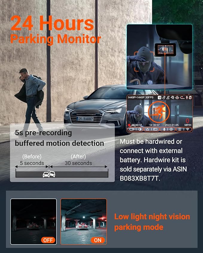 Vantrue E2 Dash Cam Front and Rear, 2.7K Upgrade Rear Cam, Dual STARVIS, 2.7K + 2.7K Dash Camera for Cars, Voice Control, WiF