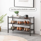 Shoe Rack, 3-Tier Bamboo Stackable Shoe Shelf Storage Organizer, Shoe Stand for Closet, Entryway and Hallway