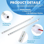 8 Pcs 12V Interior LED Light Bar for Car LED Light with Switch and Magnets Strip White 12V Lighting for Indoor Room Home Car Cargo Truck Trailer Van